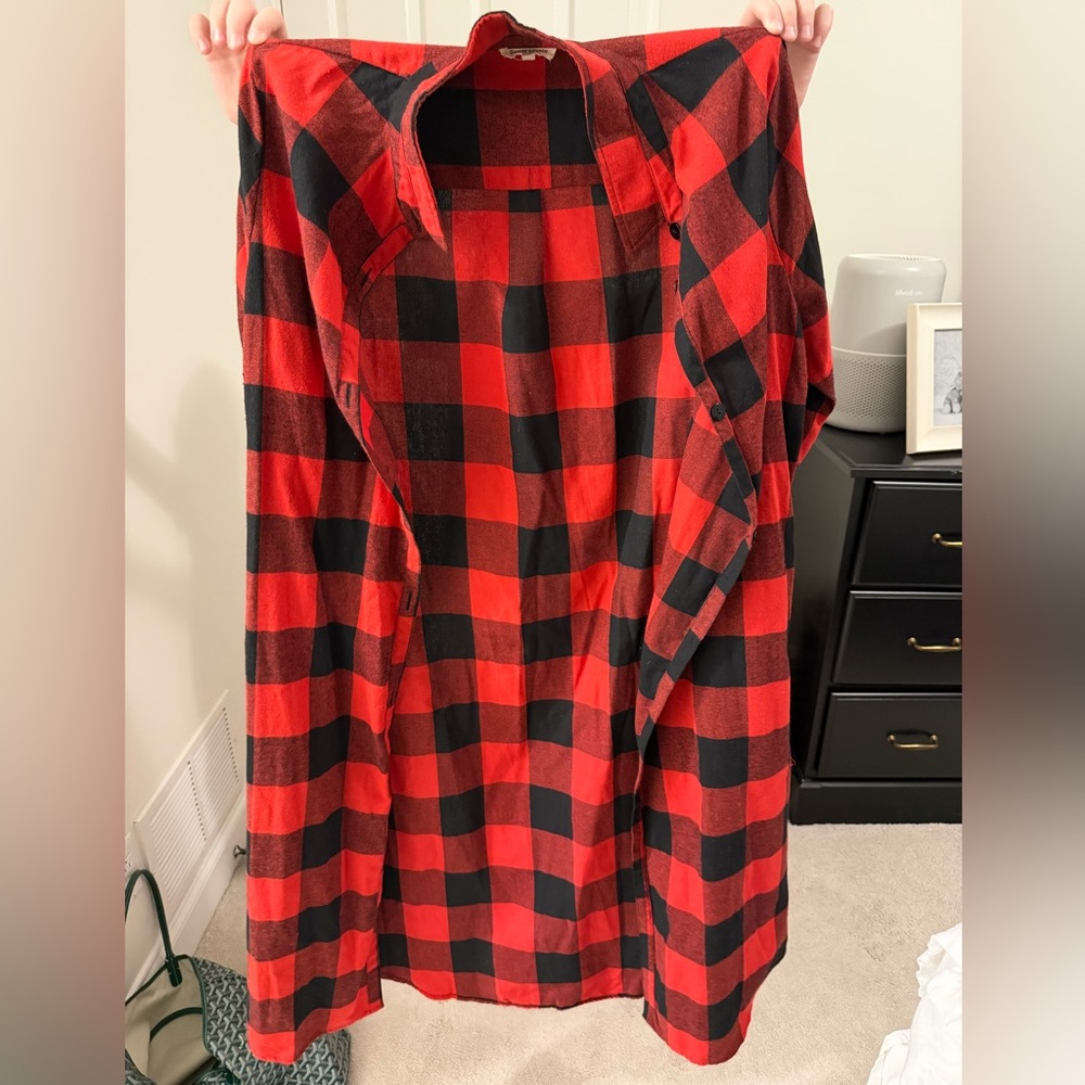 Plaid Red and Black Women's Button Down Shirt